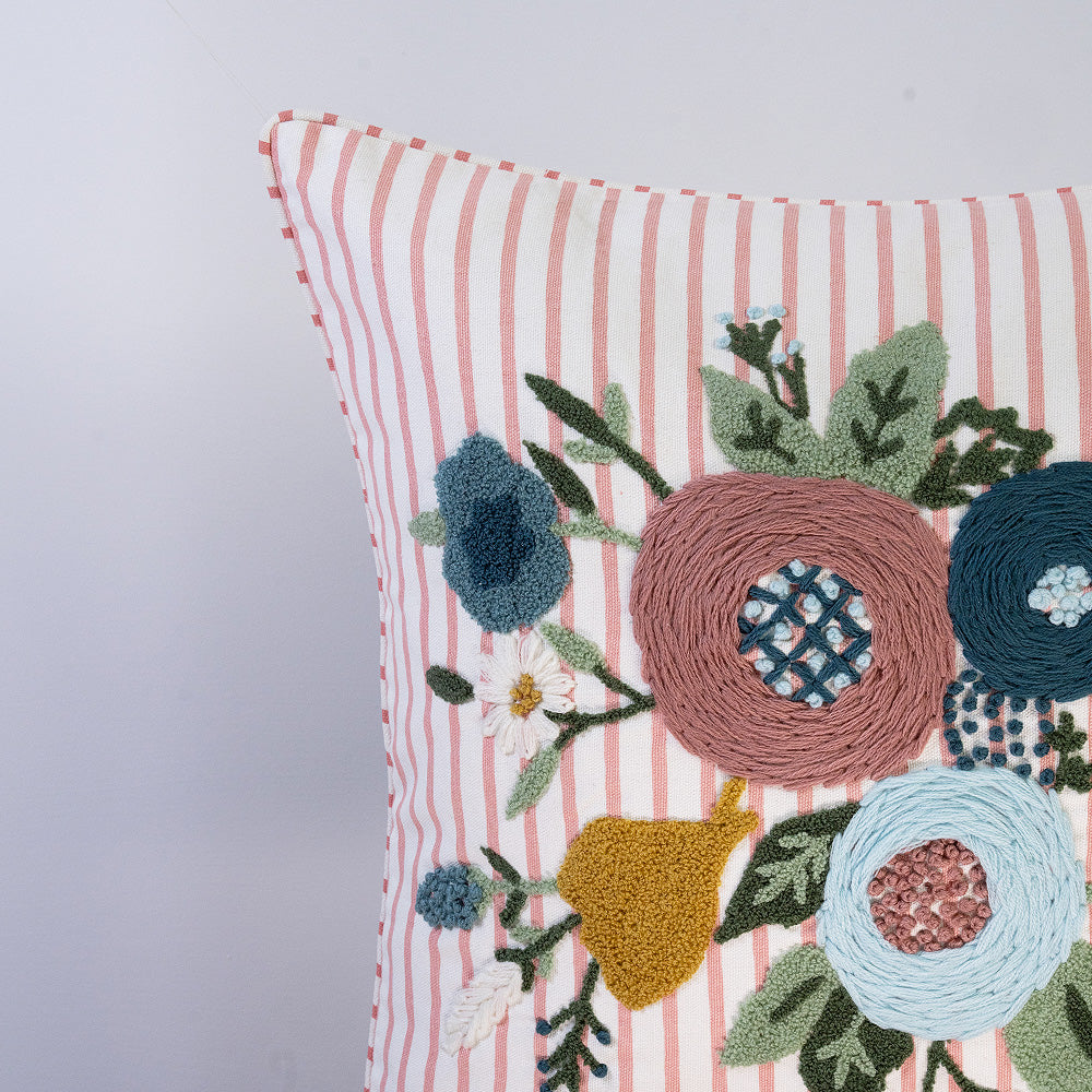 Floral Stripe Symphony Cushion Cover