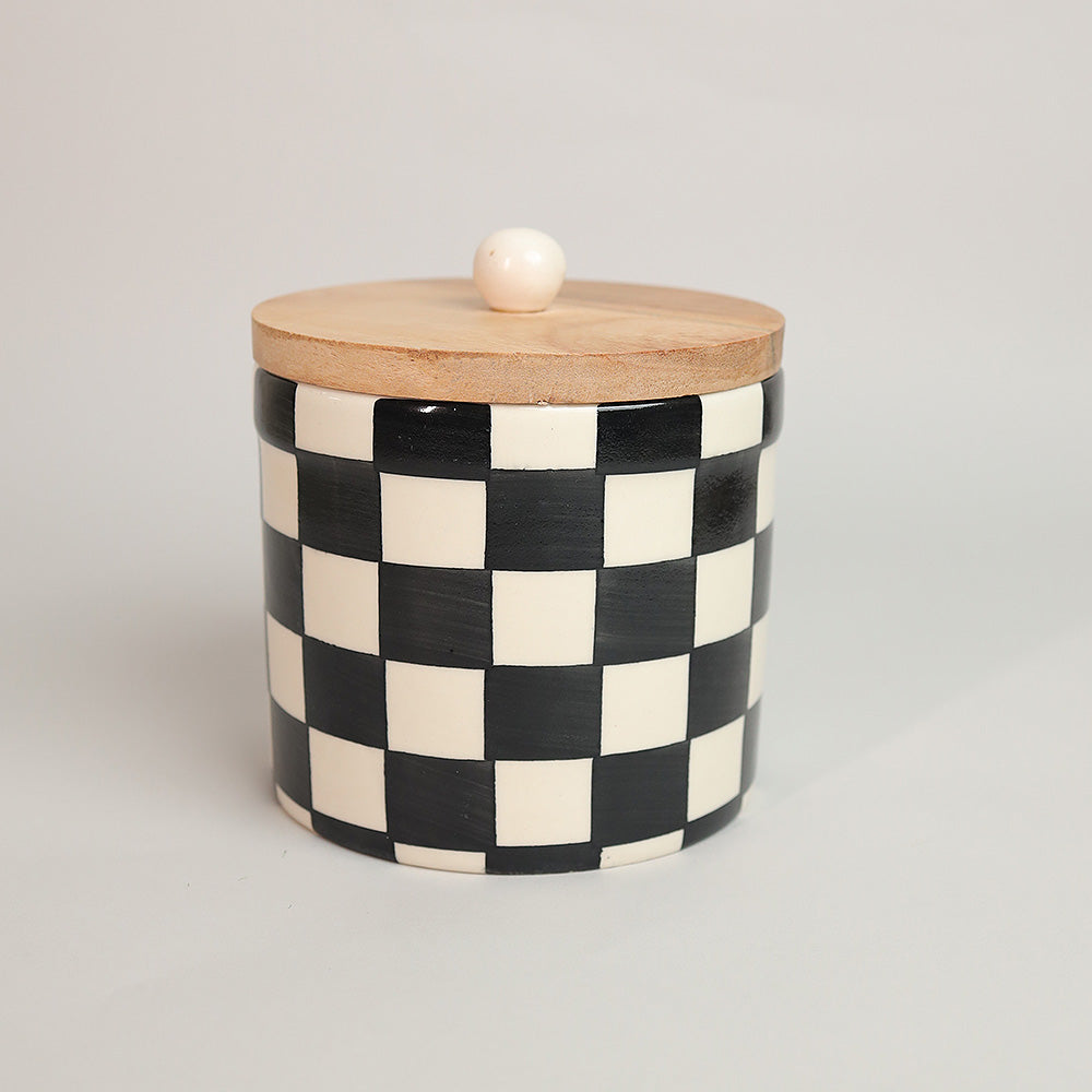 Checkerboard Chic Storage Jar