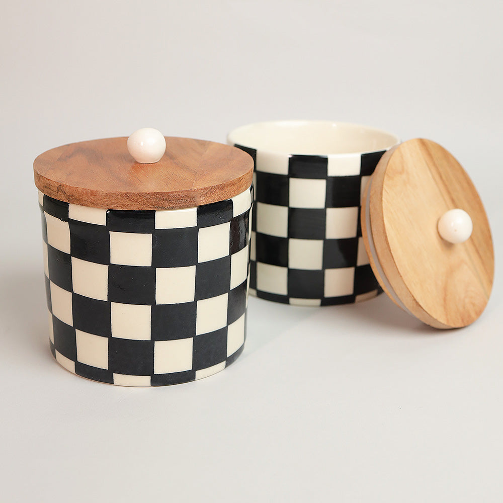 Checkerboard Chic Storage Jar