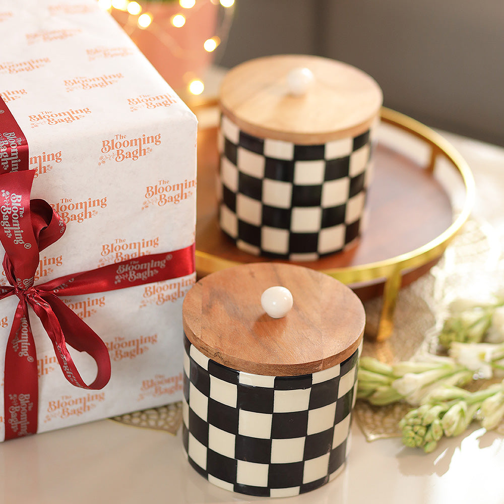 Checkerboard Chic Storage Jar