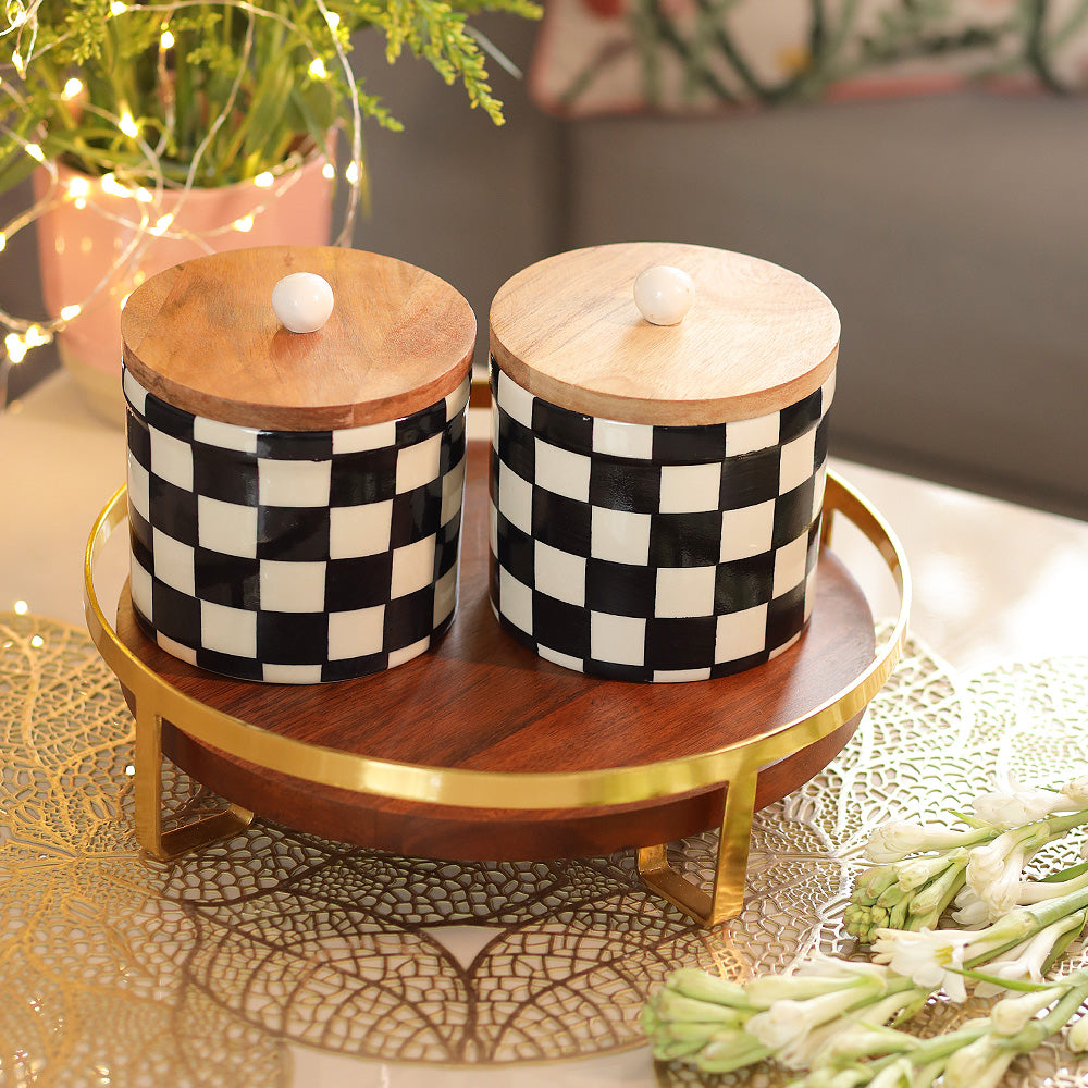 Checkerboard Chic Storage Jar