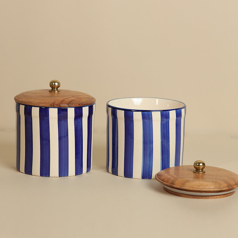 Coastal Stripes Storage Jar