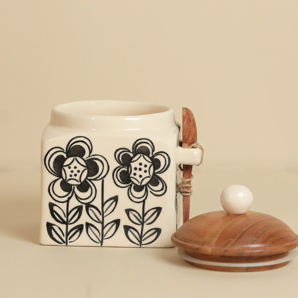 Floral Noir Storage Jar