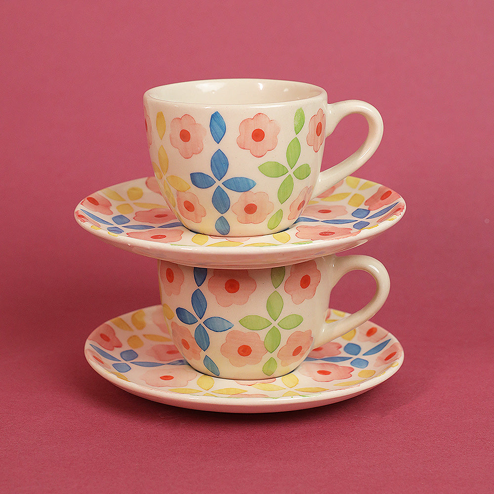 Garden of Colors Cup & Saucer- Set of 2