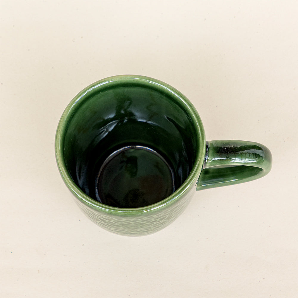 Glossy Green Carved Mug