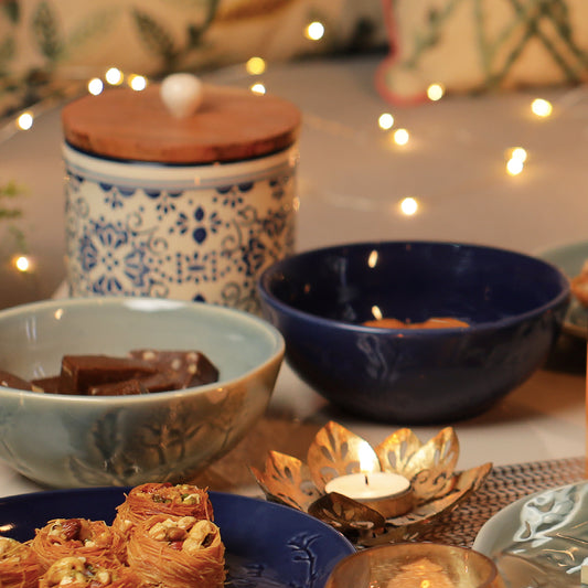 Embossed Indigo Bowl