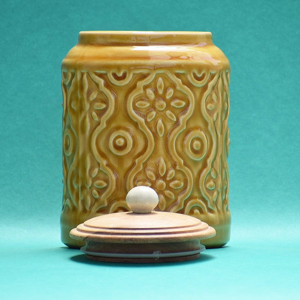 Glazed Yellow Storage Jar