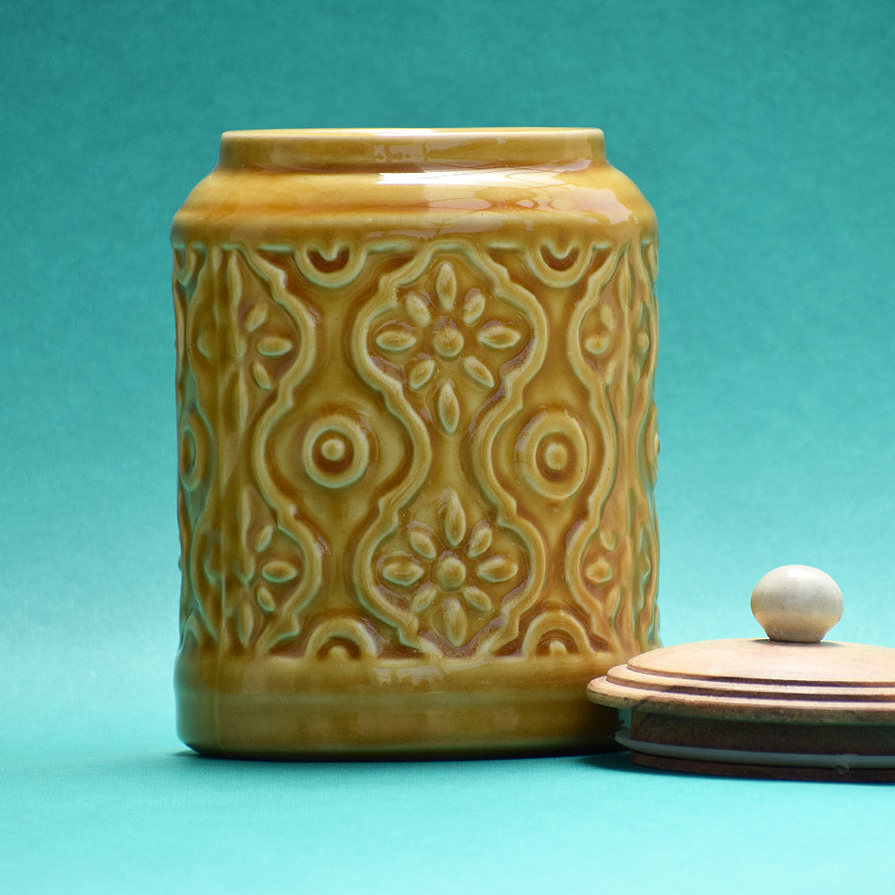 Glazed Yellow Storage Jar