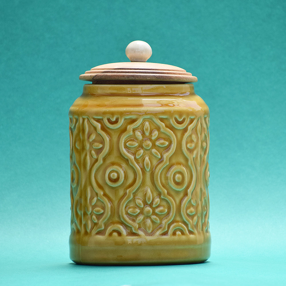 Glazed Yellow Storage Jar