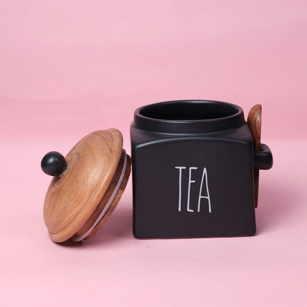 Mesmerising Matte Black Tea Storage Jar
