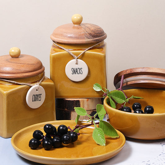 Glossy Caramel Yellow Snacks Storage Jar