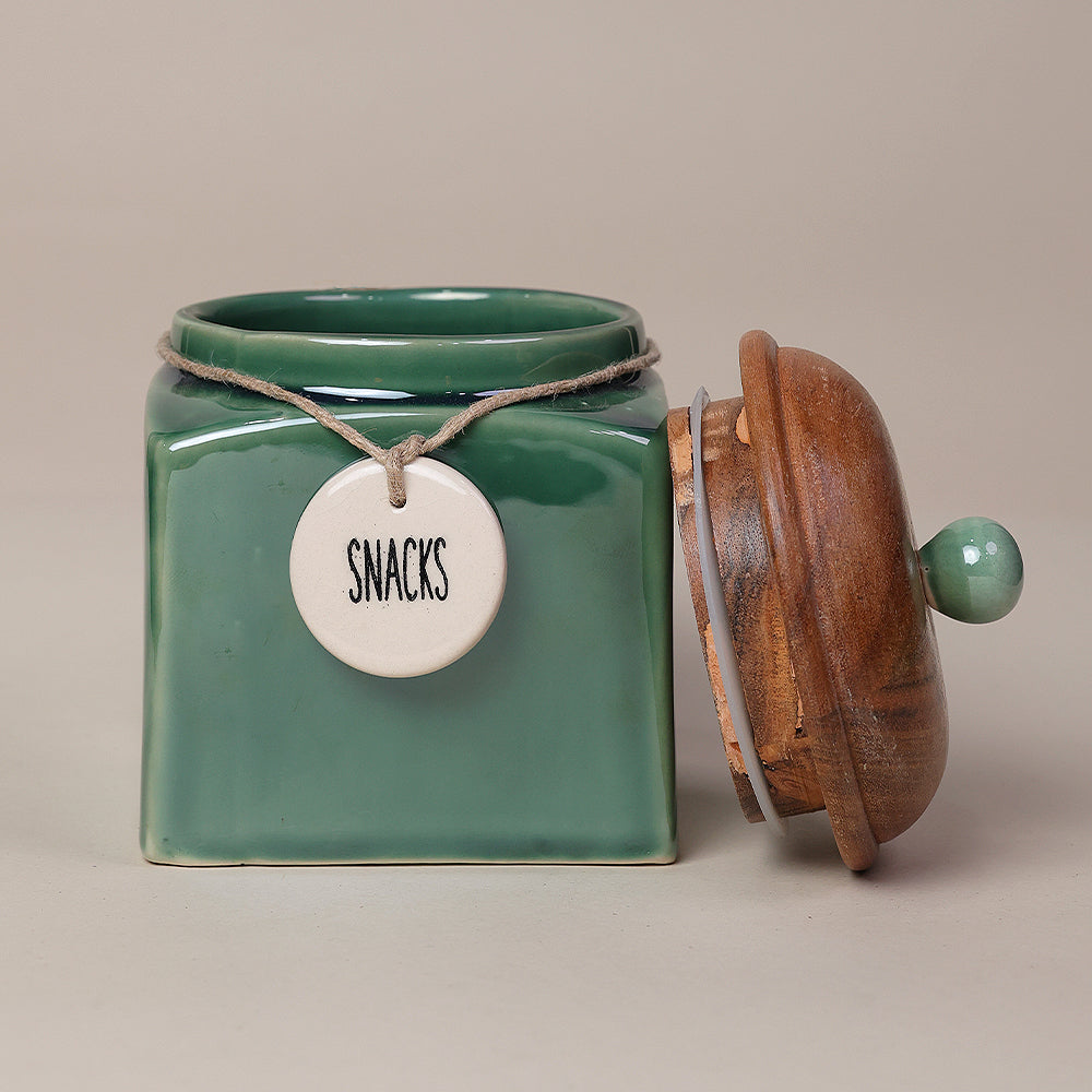 Glossy Green Glory Snacks Storage Jar