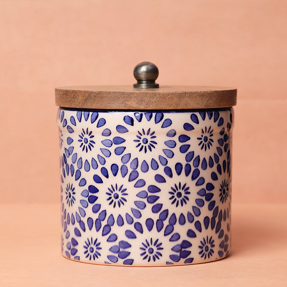 Greek Blue And White Storage Jar