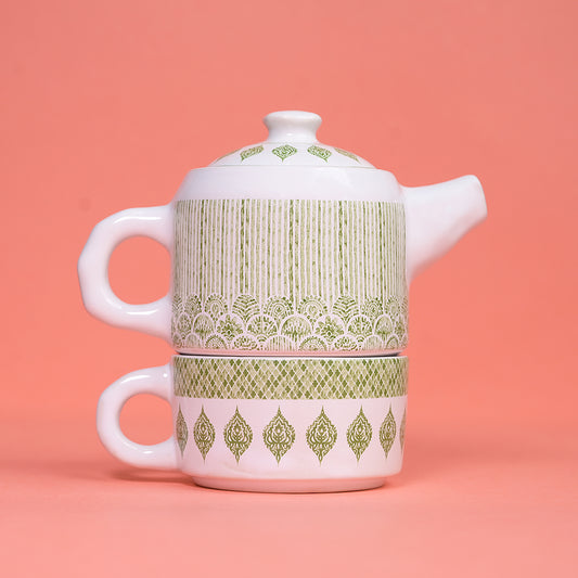 Rainforest Green Lined Teapot