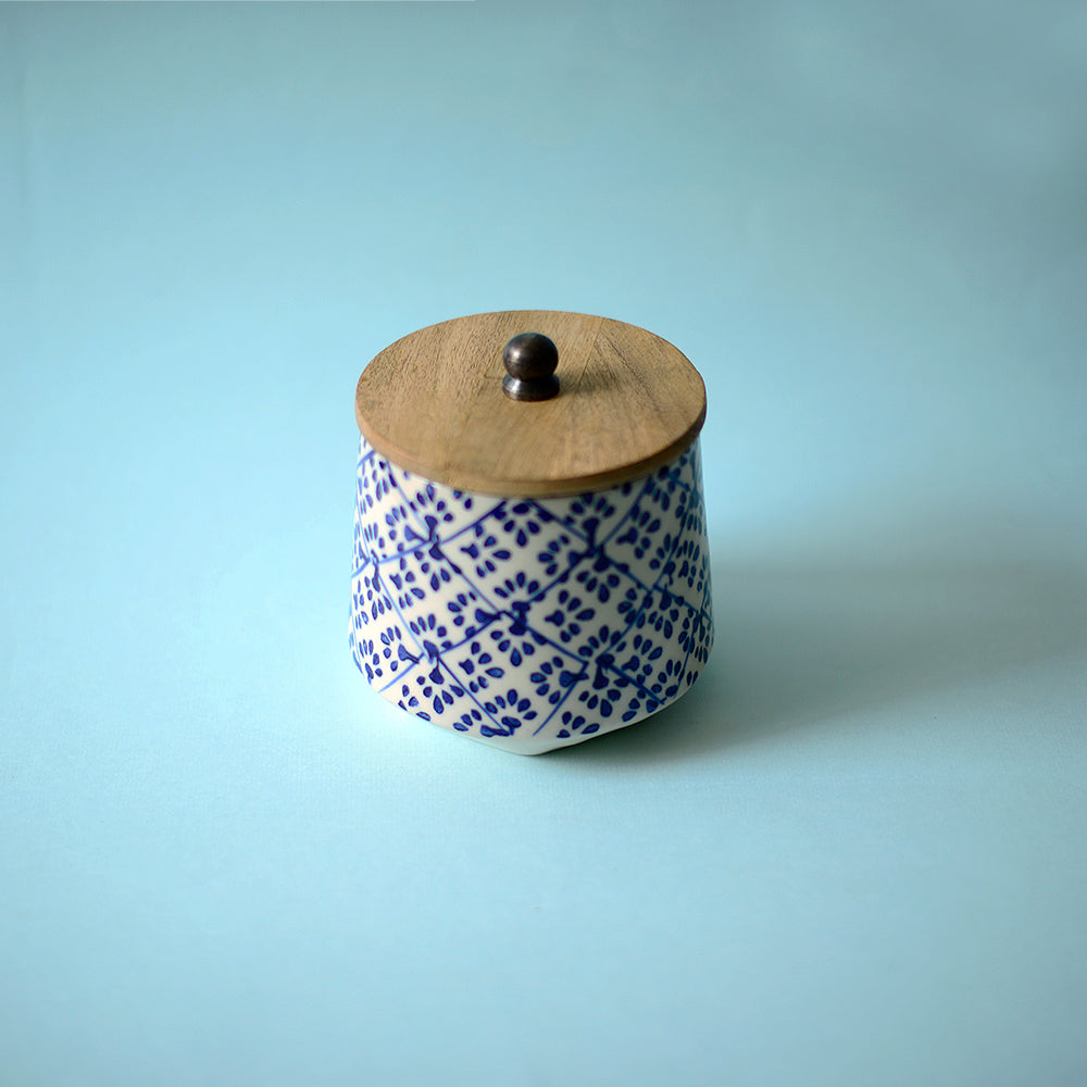 Blue Blocks Ceramic Storage Jar