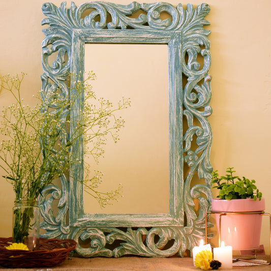 Treasury Teal Antique Mirror Frame